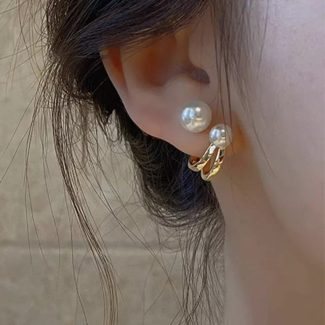 925 Sterling Silver Gold Pearls Earrings Stud Womens Girls Jewellery Gift