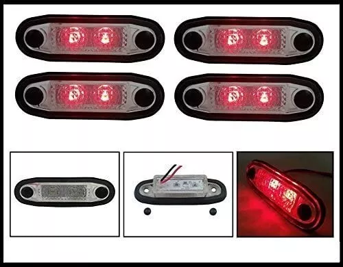 4x 24v Flush Fit Led Red Side Tail Marker Lights Truck Trailer Lorry Chassis Cab