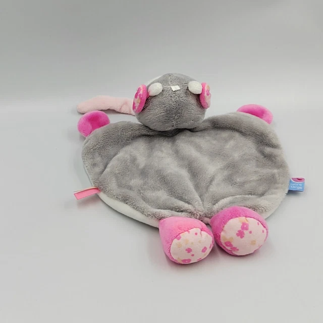 Doudou plat vache grise rose blanche fleurs SUCRE D'ORGE - 31896 2