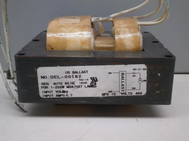 US DEL-00182 250W M58/H37 Metal Halide Ballast 480-Volt (CORE ONLY) 71A5740
