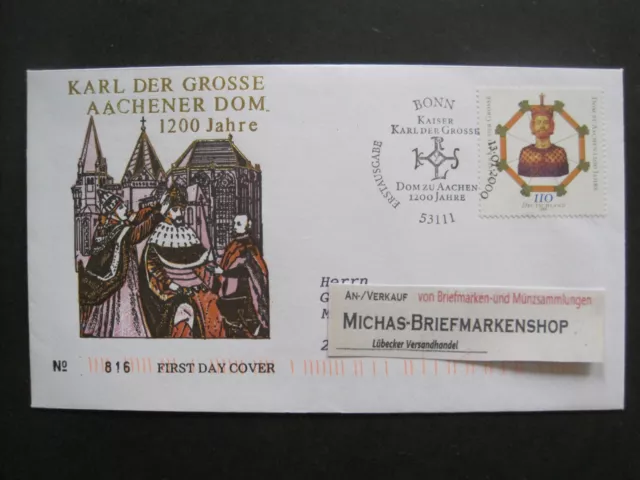 Bund FDC MiNr. 2088 Ersttag Bonn gestempelt - FDC gelaufen- (GB 067)