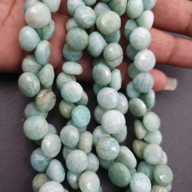 Natural Amazonite Onion Beads Faceted Gemstone Briolette 211 CT 9-10 mm 8 Inch