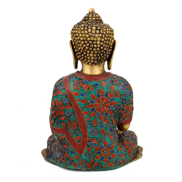 12" Large Buddha Statue Brass Decorative Blessing Sculpture 2