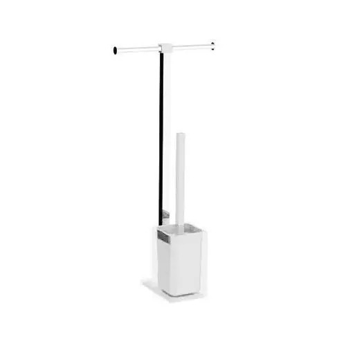 Gedy RA3202 SUPPORTO Colonnina porta rotolo e scopino Wc Cromato-Bianco