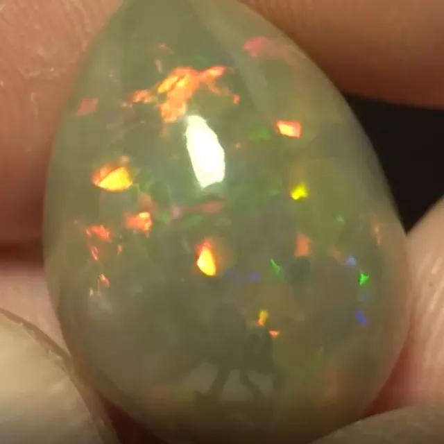 16,06 ct magnifique cabochon poire opale éthiopienne semi-noir à spectre complet (vidéo) 3