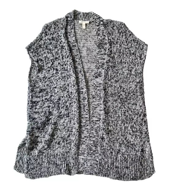 Eileen Fisher Organic Linen/Cotton Marled Open Sleeveless Cardigan Sweater M