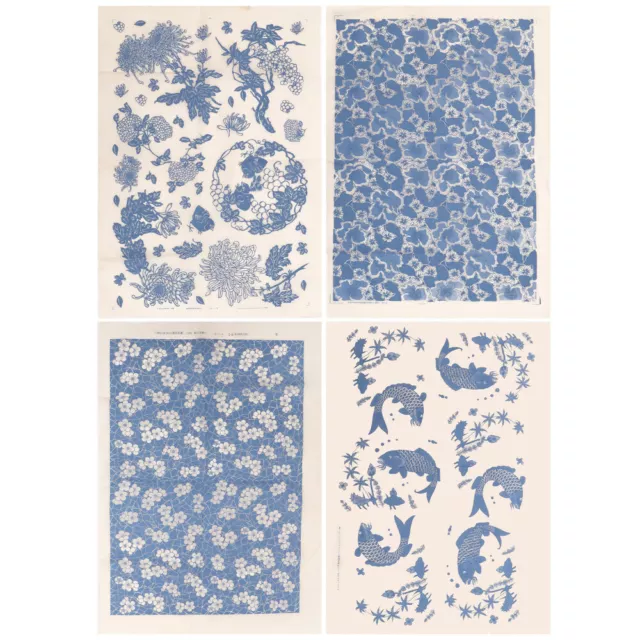 4 Sheets Clay Transfer Paper Underglaze Flower Ceramic Decals Water Slide