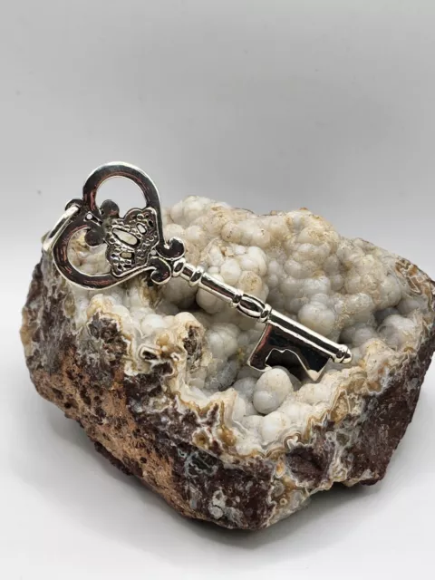 Sterling silver Pendant, solid silver, skeleton key design, new ,gift large bail
