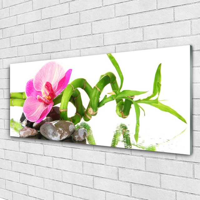 Tableau Mural Plexiglas® Tulup – 125x50 Cm – Floral Fleur – Blanc, Brun, Vert – Moderne
