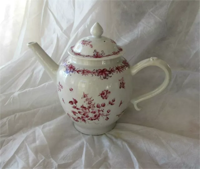 1730's Antique Chinese Export Porcelain Tea pot Famille Rose enamel Qianlong