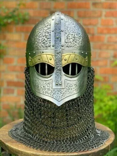 Mittelalterlicher Wikinger-Ritter-Sca-Larp-Helm aus Stahl und Messing für...