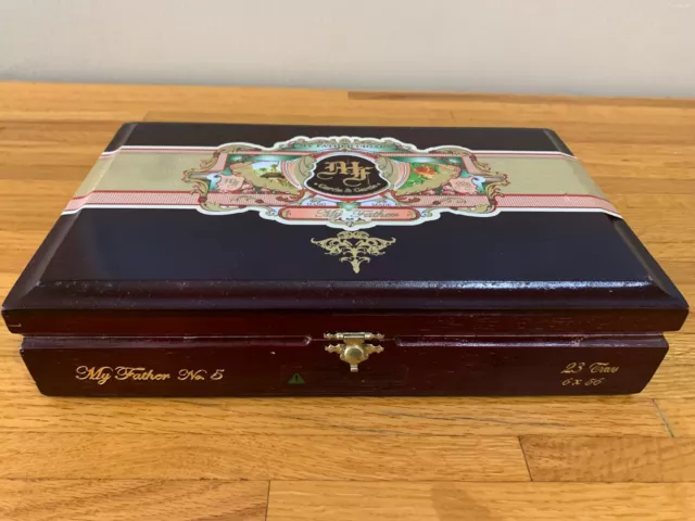 Cigar Box Empty Wood  My Fathers Cigars Garcia & Garcia 11" x 7" x 2.5"