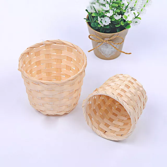 Vaso di fiori da giardino bambù fatto a mano paglia patchwork cesto organizzatore vivaio P*t~