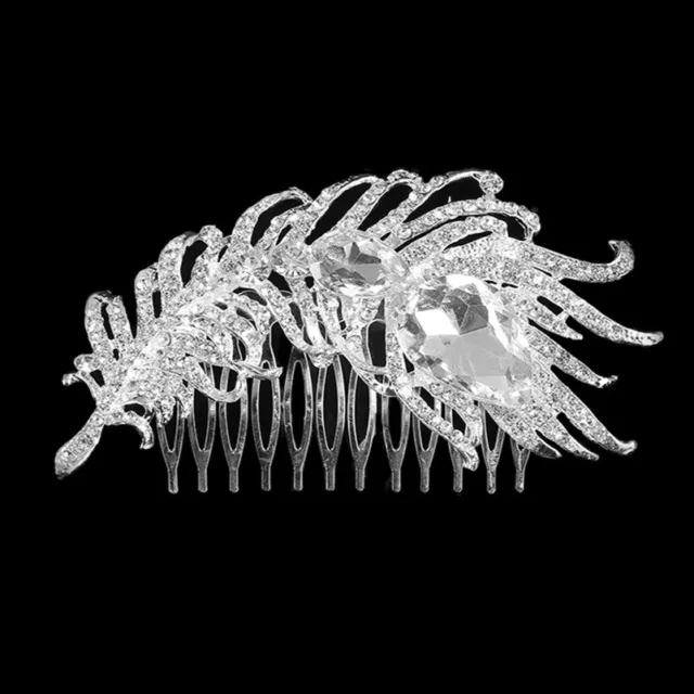 Wedding Bridal Rhinestone Hair Comb Vintage Silver Crystal Diamante Head Piece