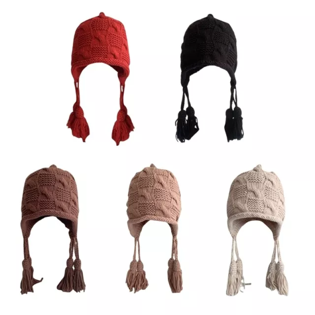 Women Winter Ear for Protection Knitted Hat with Braid Hat Casual Wear