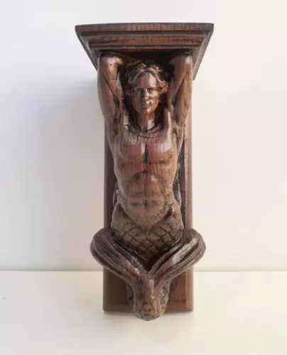 Corbel Merman of wood, Decorative Carved Wooden Corbel, 1pc, Wall Hanging Gift