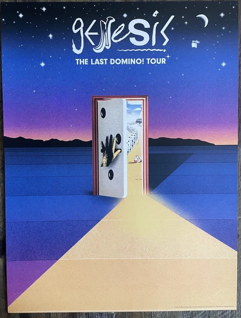 T-shirt Officiel Genesis The Last Domino? Tour - Homme, Noir, Coton, Impression Avant/arrière - Merchandising Limité
