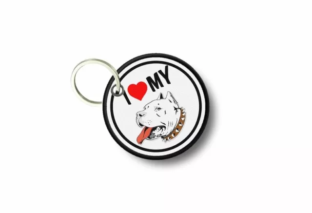 Porte cle cles clef brode patch ecusson i love my pitbull sac r2