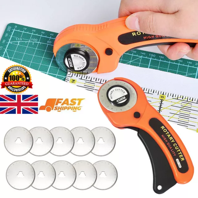 45mm Round Wheel Rotary Cutter Quilting Sewing Roller Fabric Cutting Tools UK
