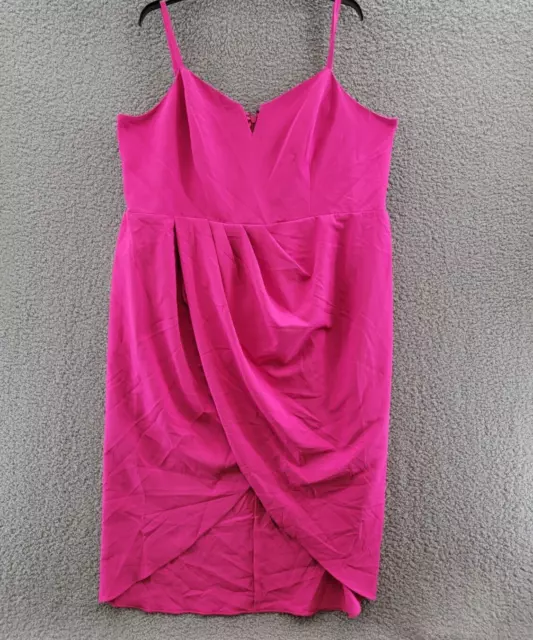 City Chic Trendy Plus Size Sassy V-Wrap Dress Women's XXL/24 Fuchsia Back Zip