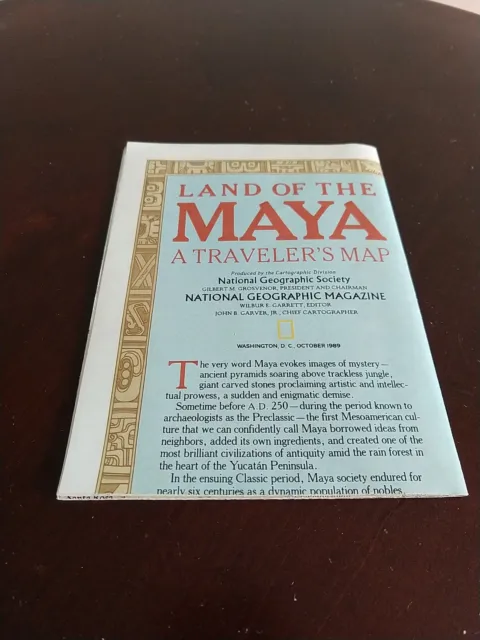 1989 October LAND of the MAYA Traveler's Map National Geographic