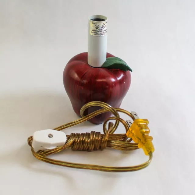 Vintage Red Apple Portable Lamp Red Night Light Electric Cord Farmhouse Country