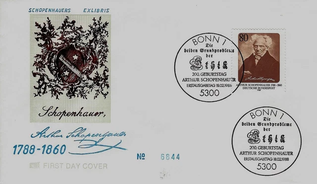 BRD FDC MiNr 1357 (2Pd) "200. Geburtstag von Arthur Schopenhauer" -Philosoph-
