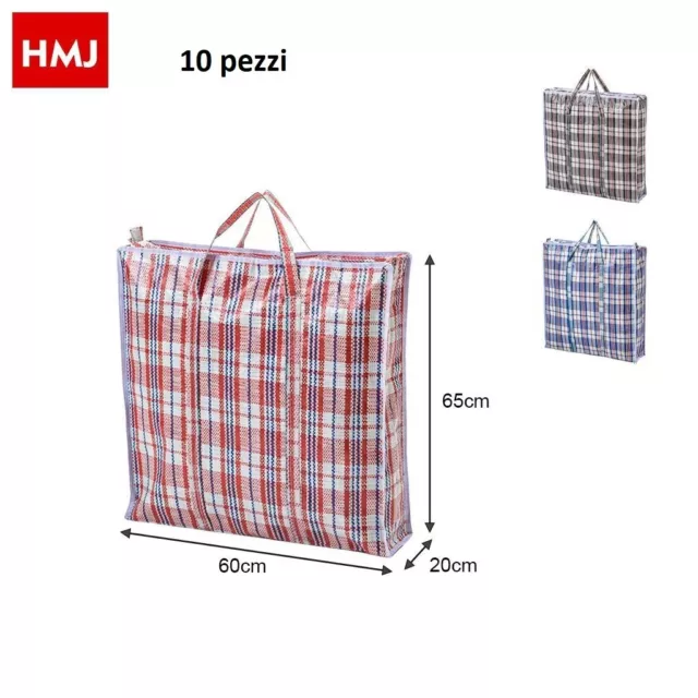 Set 10 Pezzi Buste Borse Per La Spesa Shopping Bag Shopper 65x60x20cm hmj