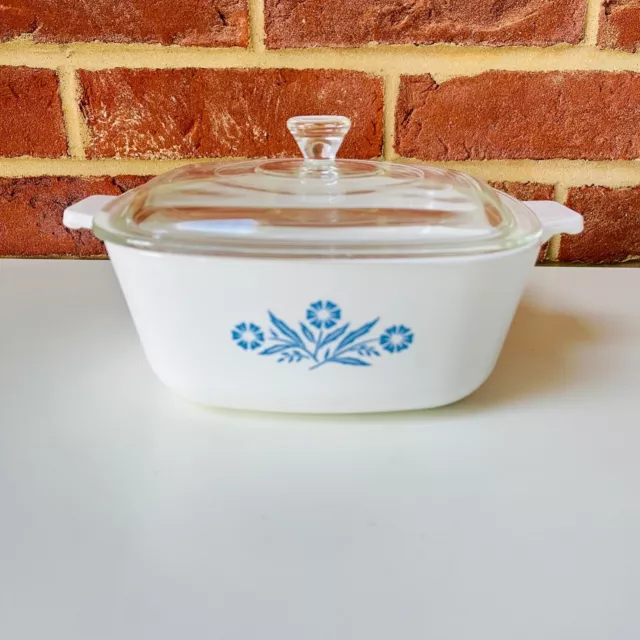 Vintage Pyrosil Blue Cornflower Casserole 2 pint. Made in Netherlands