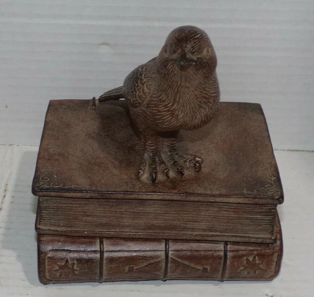 Bird on Books Figure figurine 6.25" tall Wood Look Resin