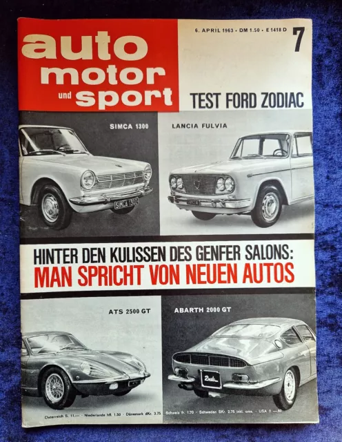 AMS Auto Motor und Sport Nr. 7/1963  Test Ford Zodiac, Iso Rivolta, Lotus Elan