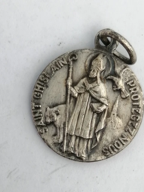 Médaille de saint Pérégrin en métal argenté 18 mm