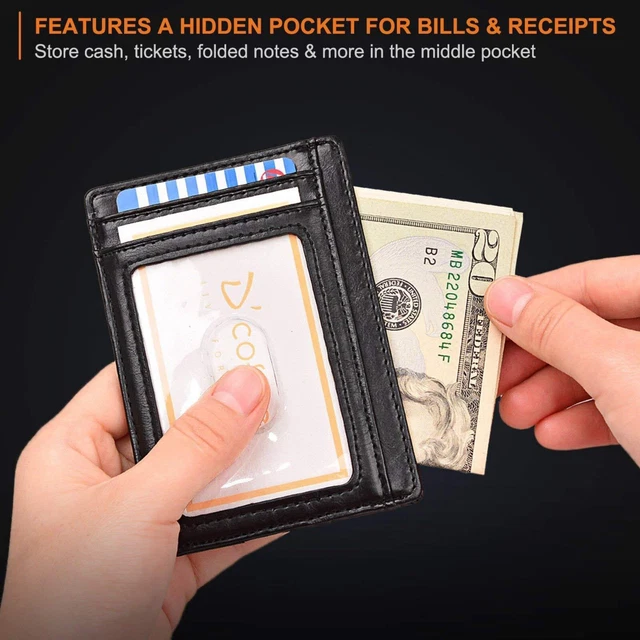 Mens Leather Slim Wallet Credit Card Holder RFID Blocking Pocket ID Money PU US 2