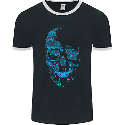 A Blue Skull Made of Guitars Guitarist Mens Ringer T-Shirt FotL