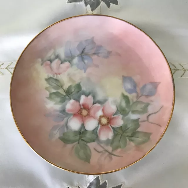 Vintage hand painted floral plate by M Hayston - preloved