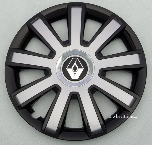 Brand New black/silver  14" wheel trims hub caps to fit Renault Clio