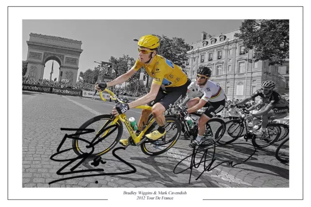 Bradley Wiggins & Mark Cavendish Signed Photo Print Tour De France Cycling