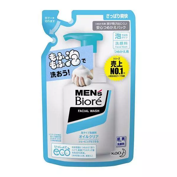 Men's Biore Facial cleanser foam type oil clear type refill 130ml KAO
