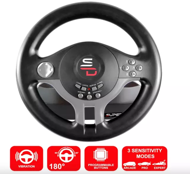 Subsonic Superdrive Racing Steering Wheel, shift paddles SV200 and pedals RRP£50 2