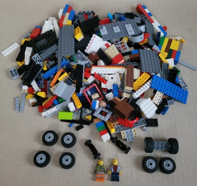 Lego Bundle 1kg Mixed Bricks Parts Pieces Minifigures & Wheels Job Lot