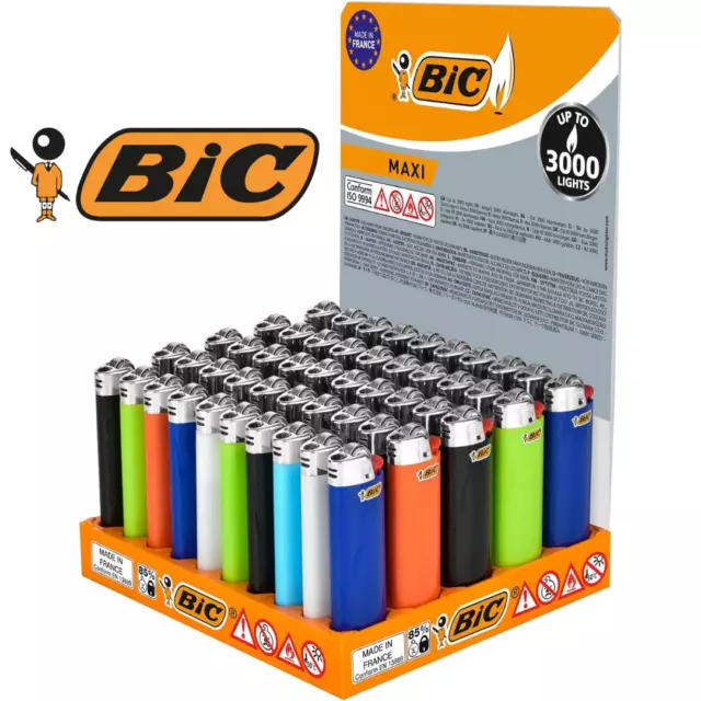 BIC Maxi J26 Mehrfarbige Reibrad Feuerzeuge 5 / 10 / 25 oder 50 Stück Original!