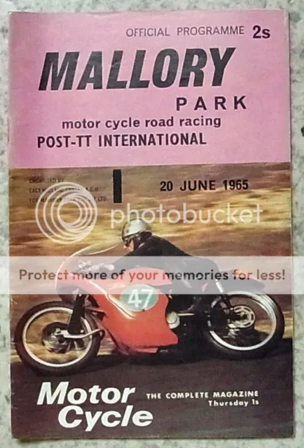 MALLORY PARK 20 Jun 1965 MOTOR CYCLE ROAD RACING Post TT INTL Official Programme