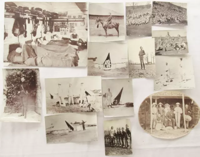 Victorian British Military Soldiers Lot Of 14 Original Albumen Photos From Album