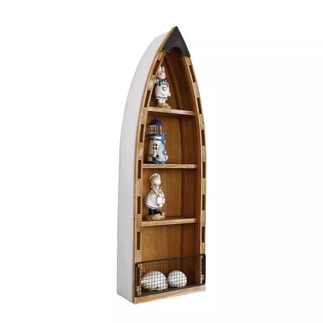 Wood Boat Shelf Standing Boat Decor, Decorative Bookshelf Boat Shelves Nautic...