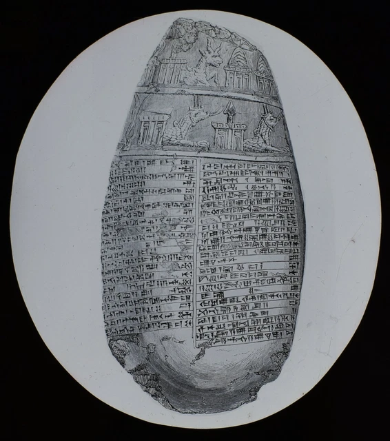 ANTIQUE Magic Lantern Slide THE LE CAILLOU MICHAUX STONE C1890 VICTORIAN DRAWING