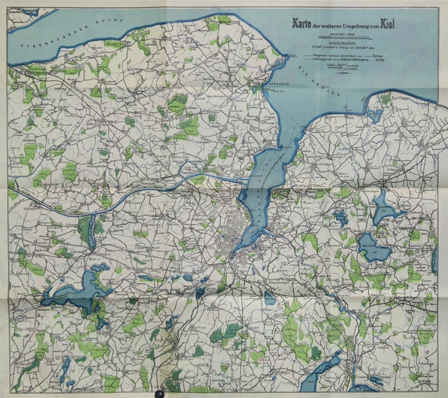 Kiel Verkehrsplan Original Litografía Ch. Donath 1925