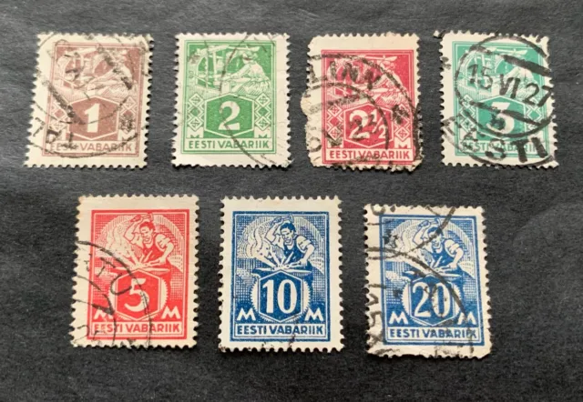 Estonia Eesti 🇪🇪  1922-1925 - 7 used stamps - Michel No. 33-37, 39, 59