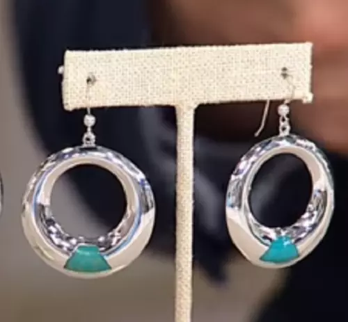 Jay King Santa Rita Turquoise Circle Drop Sterling Silver Earrings NWT