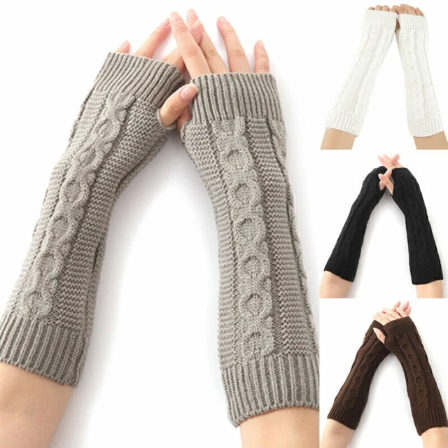 Frünn Cable Knit Gloves Thermal Fingerless Mitten Arm Wrist Warmer Sleevelet US