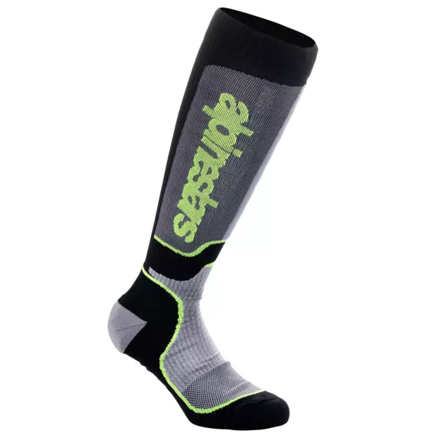 Alpinestars MX Plus Calze da motocross - Nero/Grigio/Giallo Flo